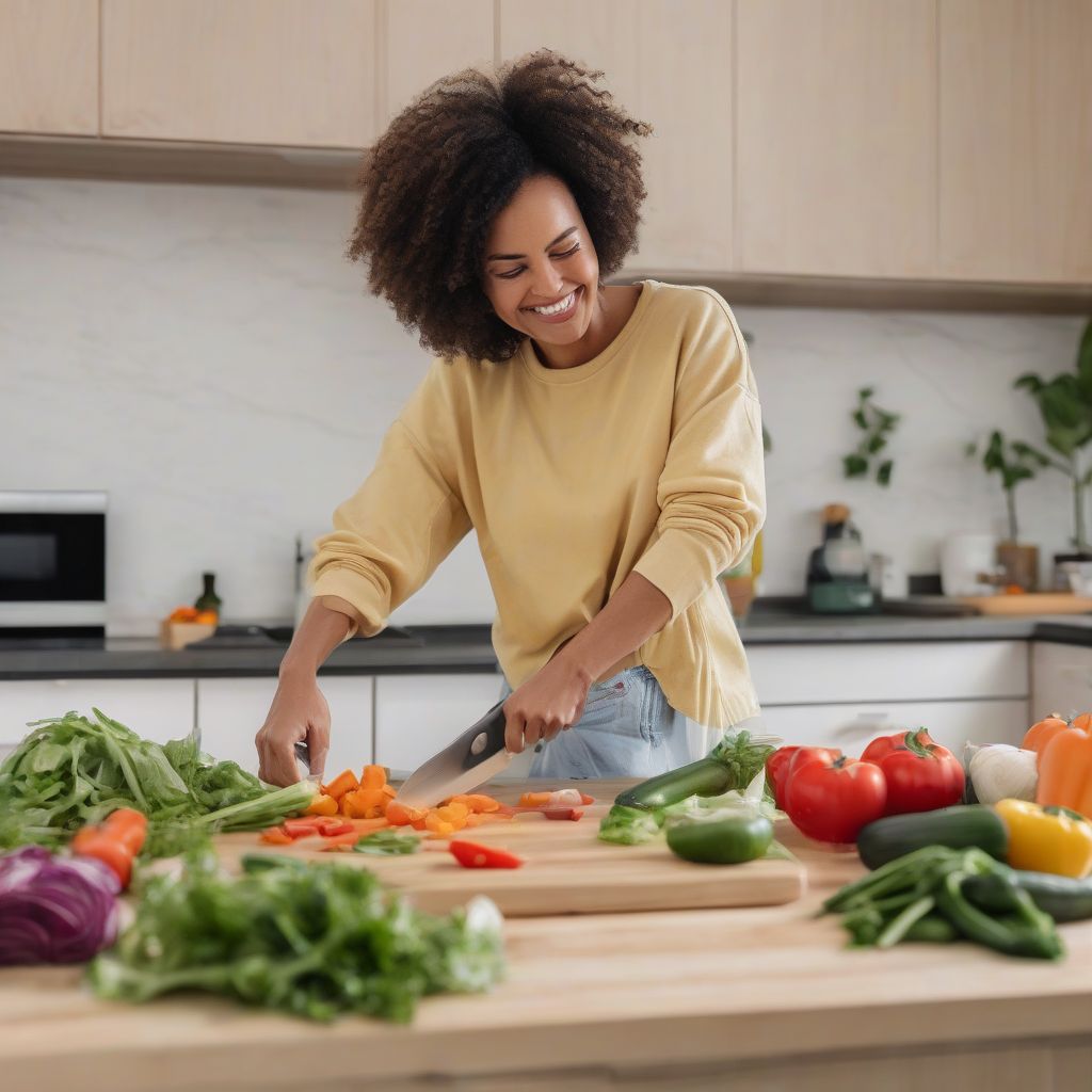 Healthy Woman Preparing Salad