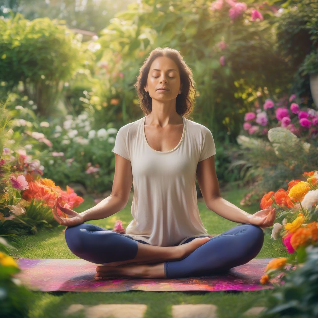 Woman Meditating Peacefully in a Serene Garden