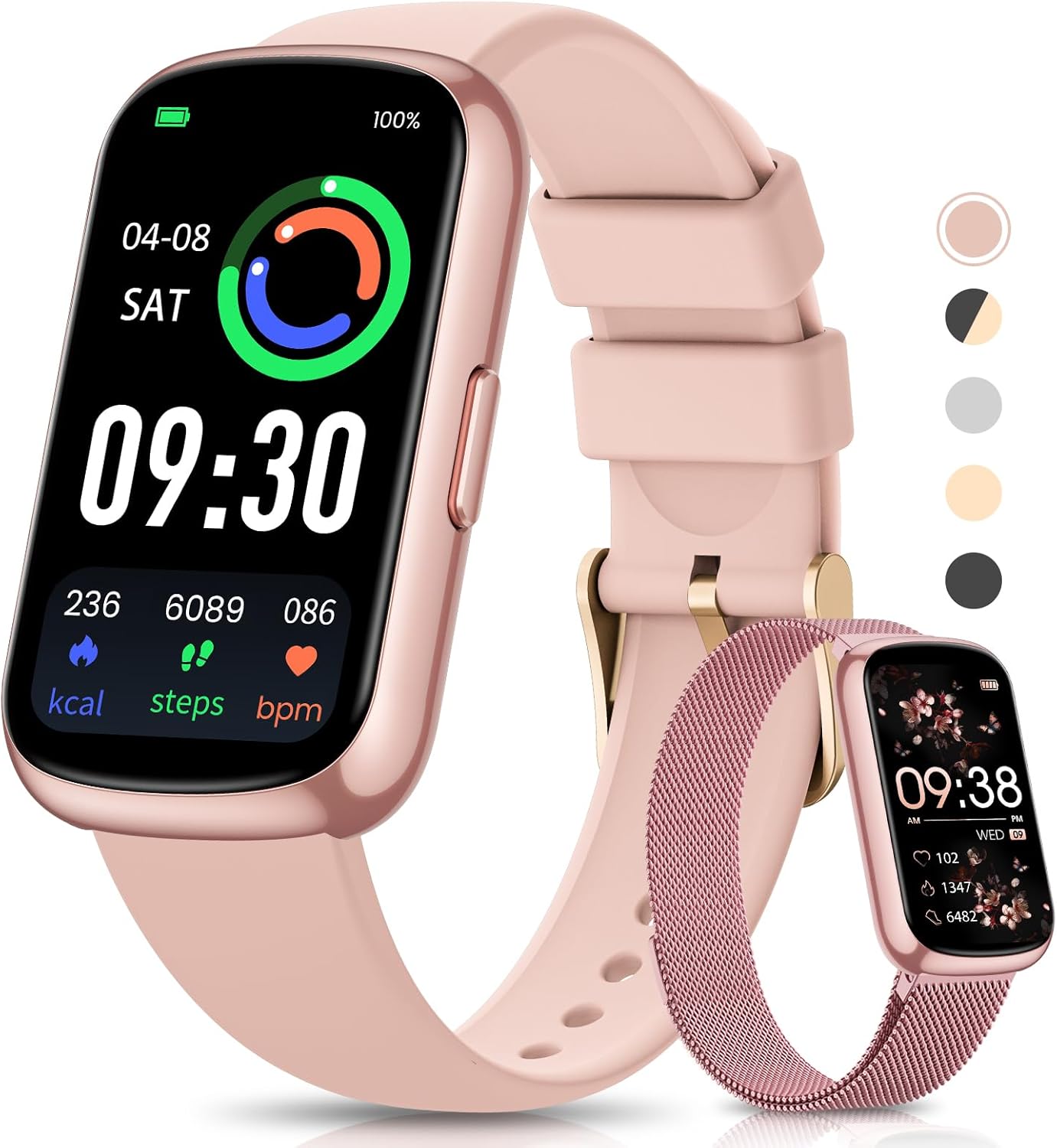 Fitness Tracker, 20+ Sport Modes Fitness Watches for Women with Steps/Distance/Calorie Tracker, Smart Watch for Android/iOS Phones, IP68 Smart Watches for Women, Step Pedometer, Gift (Pink)