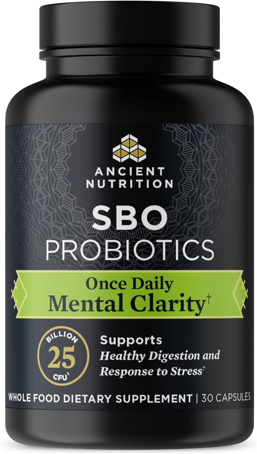Ancient Nutrition Probiotics for Mental Clarity, Once Daily Probiotics 30Ct, Helps Promote Mental Clarity and Concentration, Supports Healthy Energy and More Restful Sleep, 25 Billion CFUs*