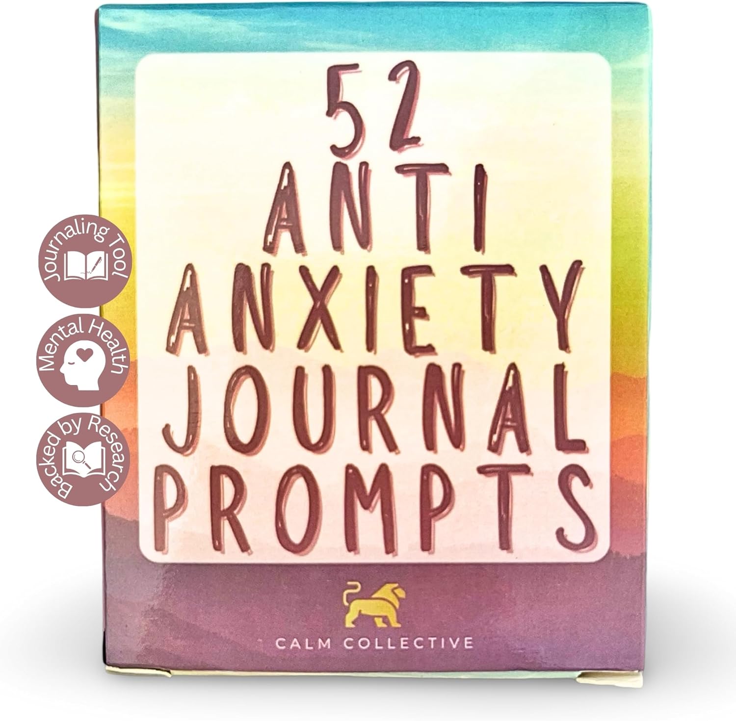 Calm Collective 52 Anti-Anxiety Journal Cards - Cognitive Behavioral Therapy (CBT) Journaling Prompts for Stress Relief, Self Care, Emotional Management, Mindfulness, & Mental Health