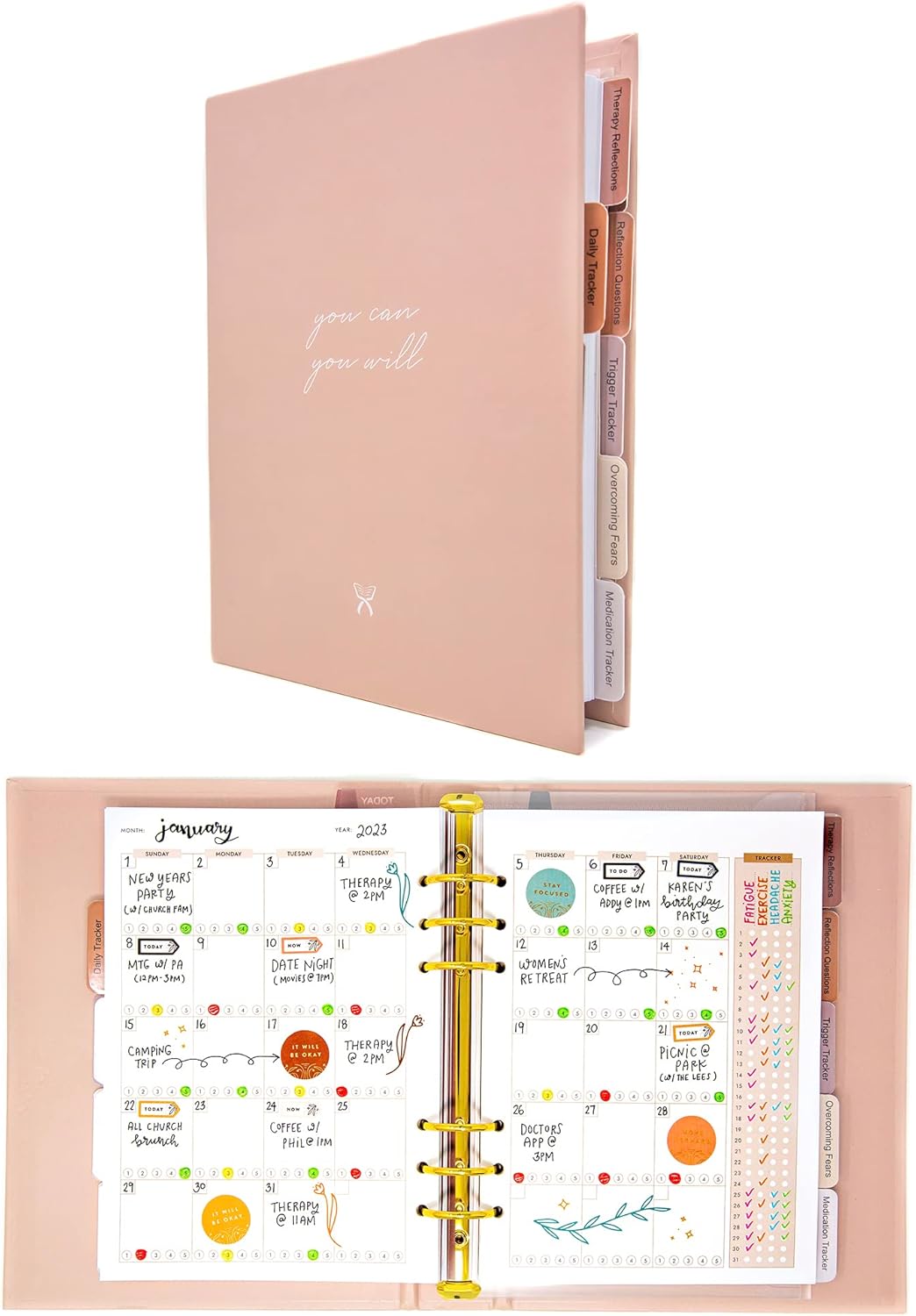 Mental Health Planner - Self Care Gift for Women, Mental Health Journal, Book, Anxiety, Depression, ADHD Planner and Tracker, Self Love Self Care Journal, Wellness Planner, Pink