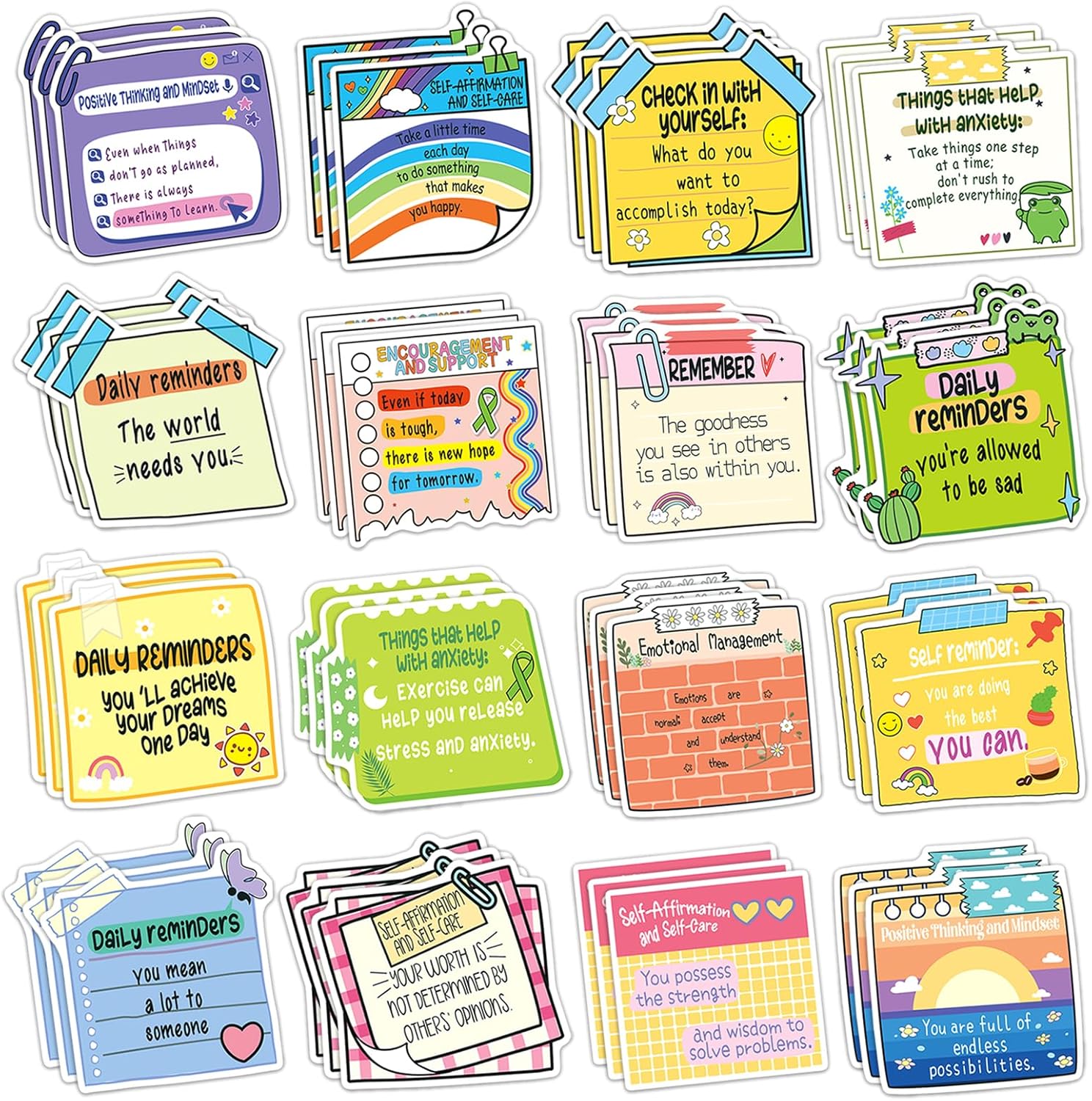 216 Mental Health Stickers Mental Health Reminder Decals, Inspirational Positive Affirmation Stickers for Water Bottles Laptops Waterproof Psychology Awareness Gifts